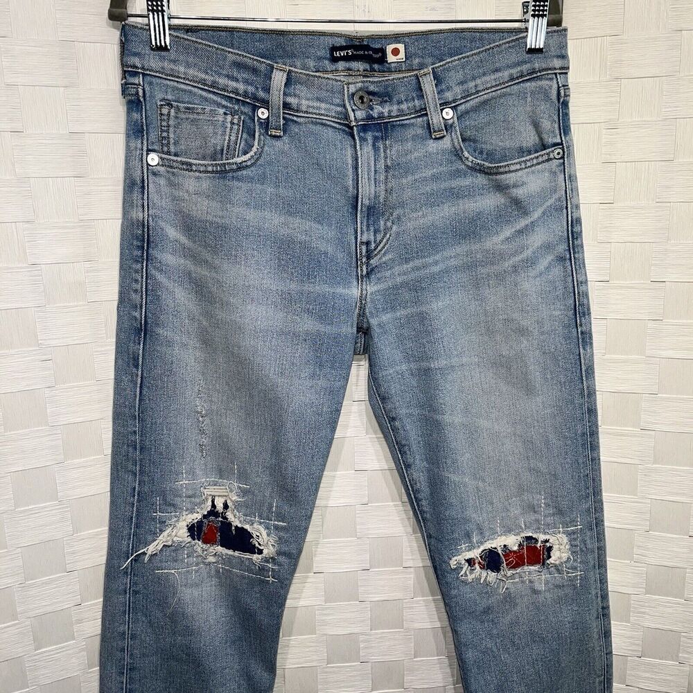 Levi’s Made&Crafted Patch Distressed Selvage Jeans Boyfriend Fit Size 28 - Picture 2 of 14
